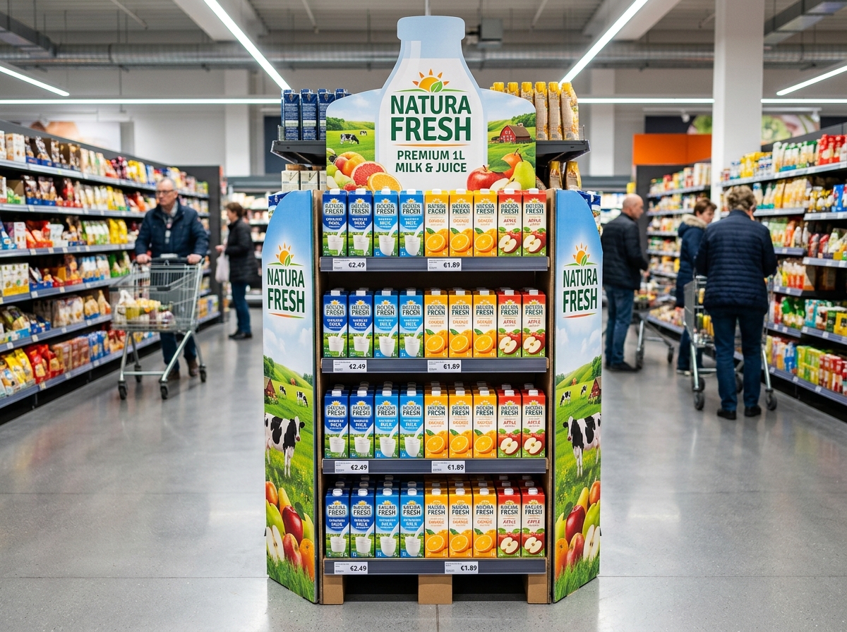 Almarai / Juhayna Style Heavy-Duty Milk & Juice Floor Stand